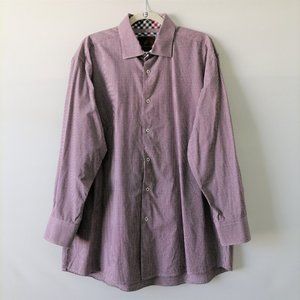 Tattersall London Mens Purple Long Sleeve Gingham Button-Up Shirt Size 32/33